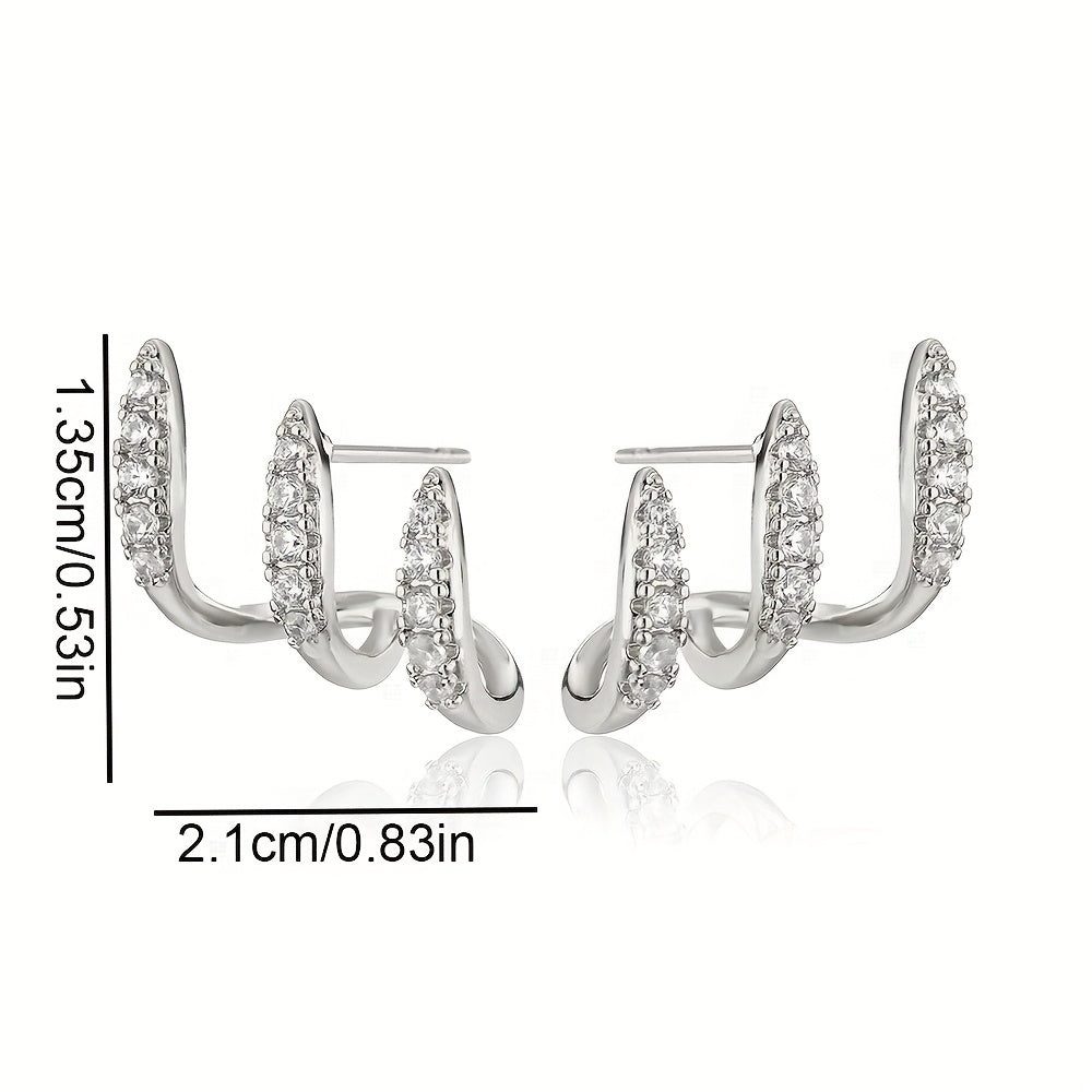 Elegant Rhinestone Three-Claw Earrings