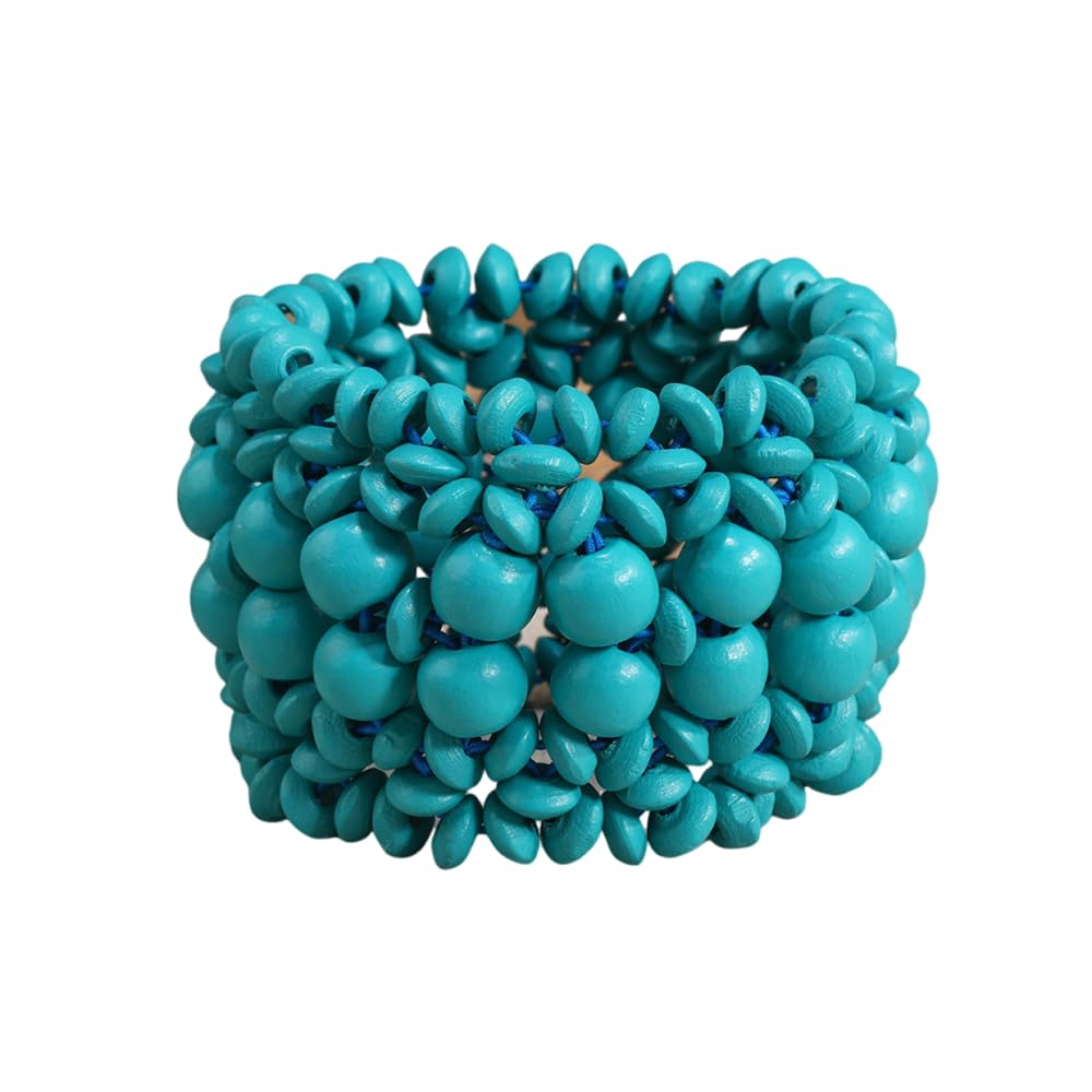 xuzhiyuan Bohemian Wooden Bead Bracelets Boho Colorful Handmade Elastic Stretch Bracelets Design for Women Summer Beach Festival Jewelry