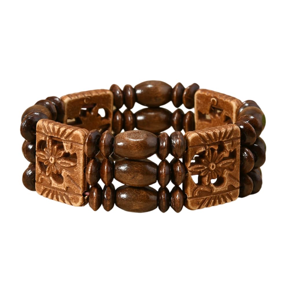 xuzhiyuan Bohemian Wooden Bead Bracelets Boho Colorful Handmade Elastic Stretch Bracelets Design for Women Summer Beach Festival Jewelry