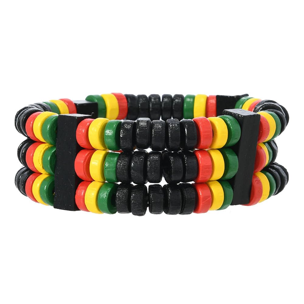 xuzhiyuan Bohemian Wooden Bead Bracelets Boho Colorful Handmade Elastic Stretch Bracelets Design for Women Summer Beach Festival Jewelry