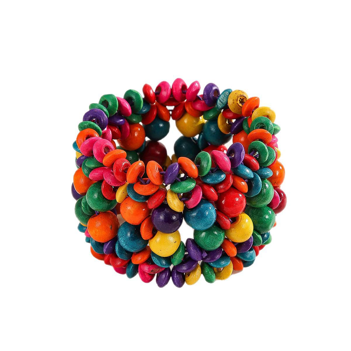 xuzhiyuan Bohemian Wooden Bead Bracelets Boho Colorful Handmade Elastic Stretch Bracelets Design for Women Summer Beach Festival Jewelry