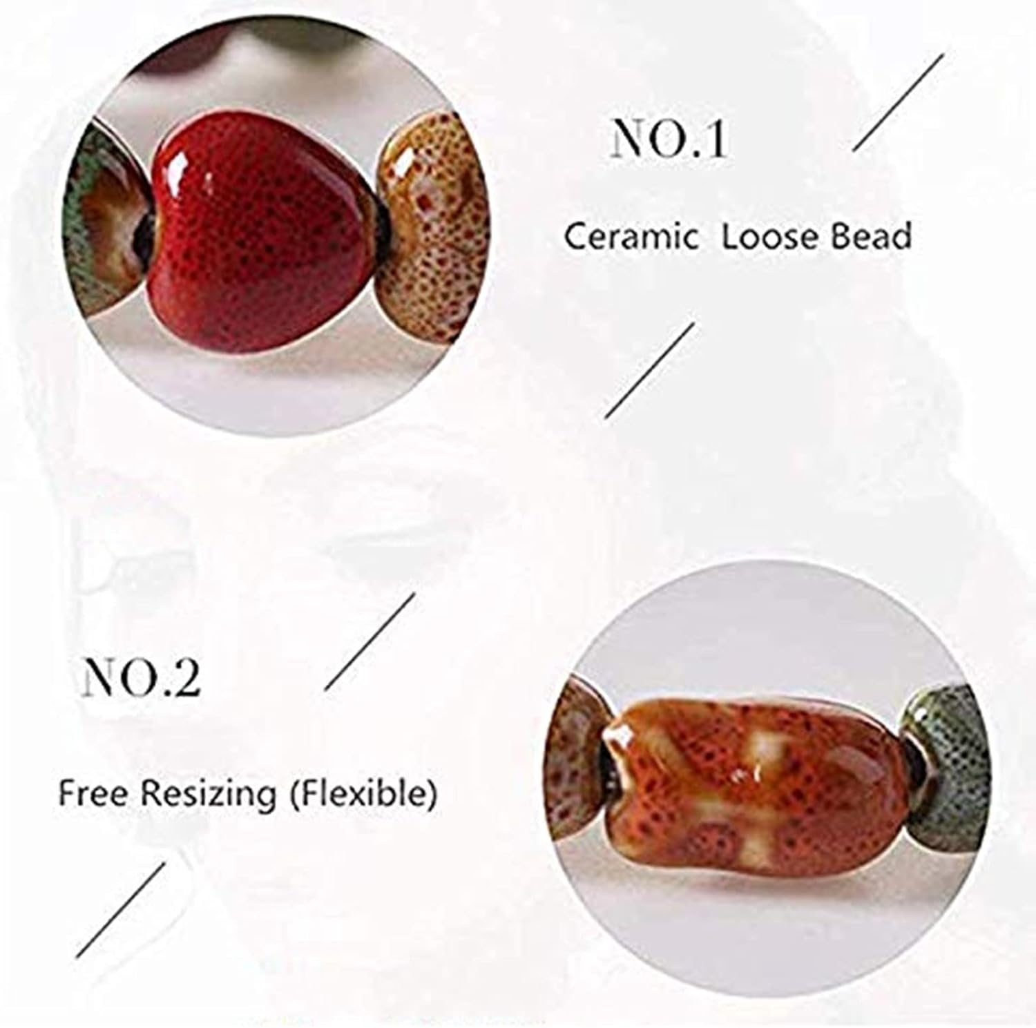 Zittop Bracelet Colorful Ceramic Handmade Simple Ethnic Style Variety of Shapes Elastic Hand Chain for Women (Heart type)