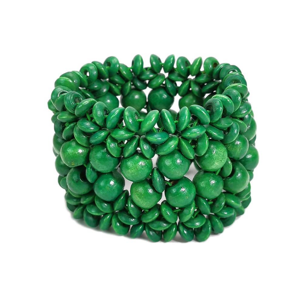 xuzhiyuan Bohemian Wooden Bead Bracelets Boho Colorful Handmade Elastic Stretch Bracelets Design for Women Summer Beach Festival Jewelry