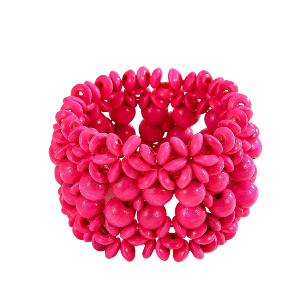 xuzhiyuan Bohemian Wooden Bead Bracelets Boho Colorful Handmade Elastic Stretch Bracelets Design for Women Summer Beach Festival Jewelry