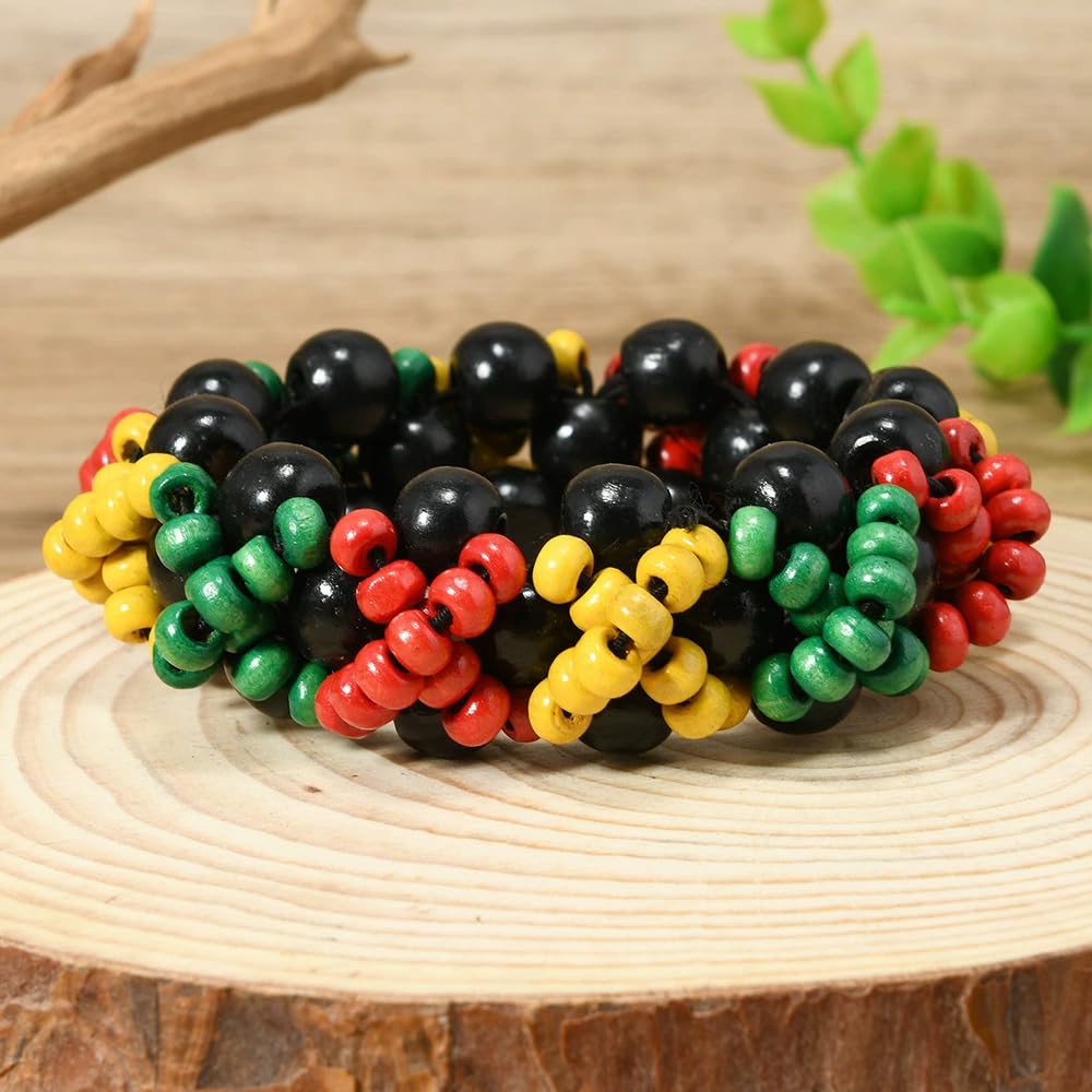 xuzhiyuan Bohemian Wooden Bead Bracelets Boho Colorful Handmade Elastic Stretch Bracelets Design for Women Summer Beach Festival Jewelry