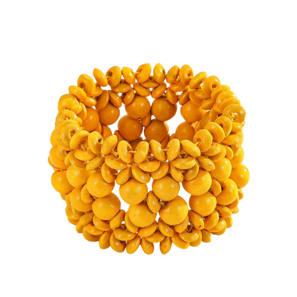 xuzhiyuan Bohemian Wooden Bead Bracelets Boho Colorful Handmade Elastic Stretch Bracelets Design for Women Summer Beach Festival Jewelry