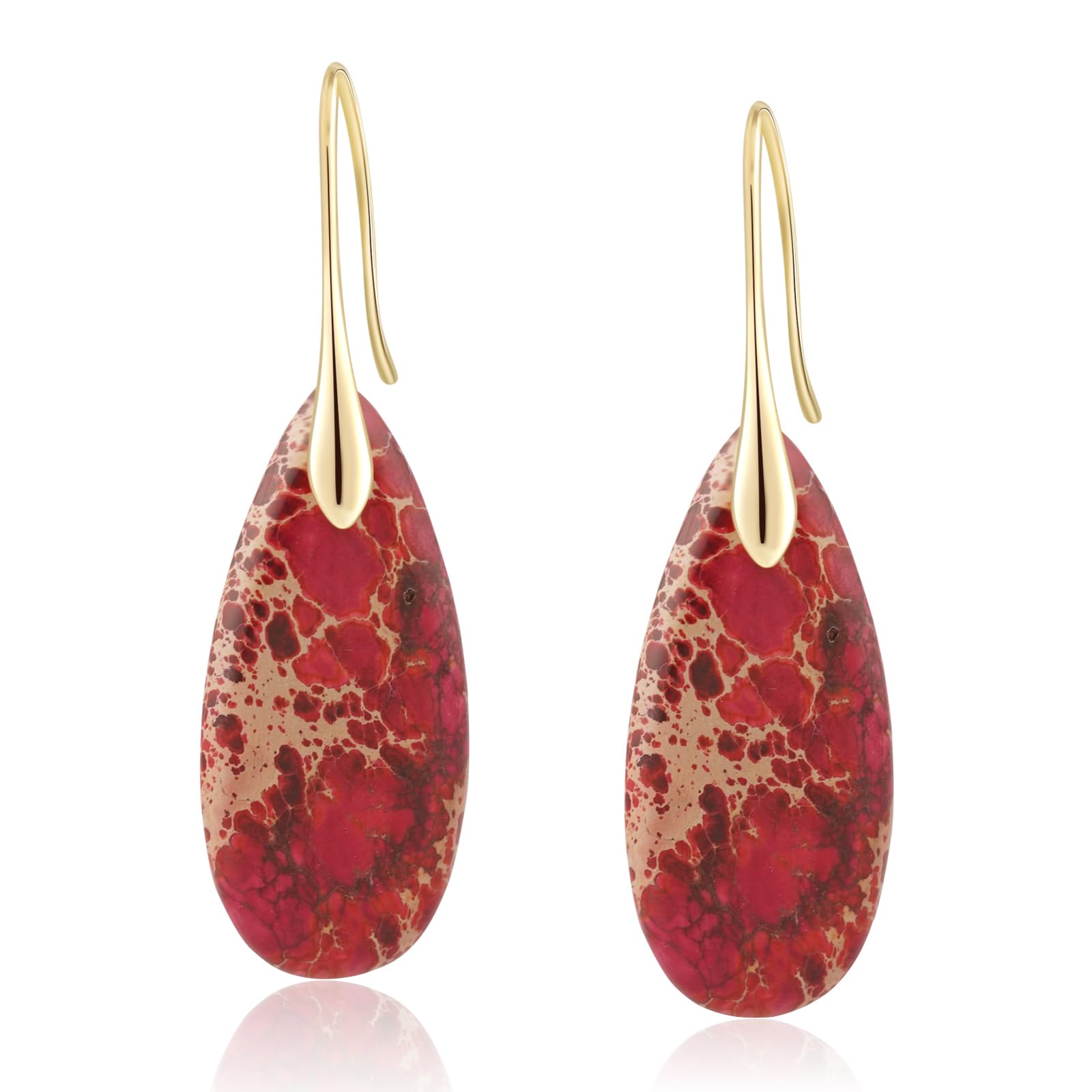 Natural Healing Stone Fishhoop Dangle Drop Earrings Statement Gold silver earrings