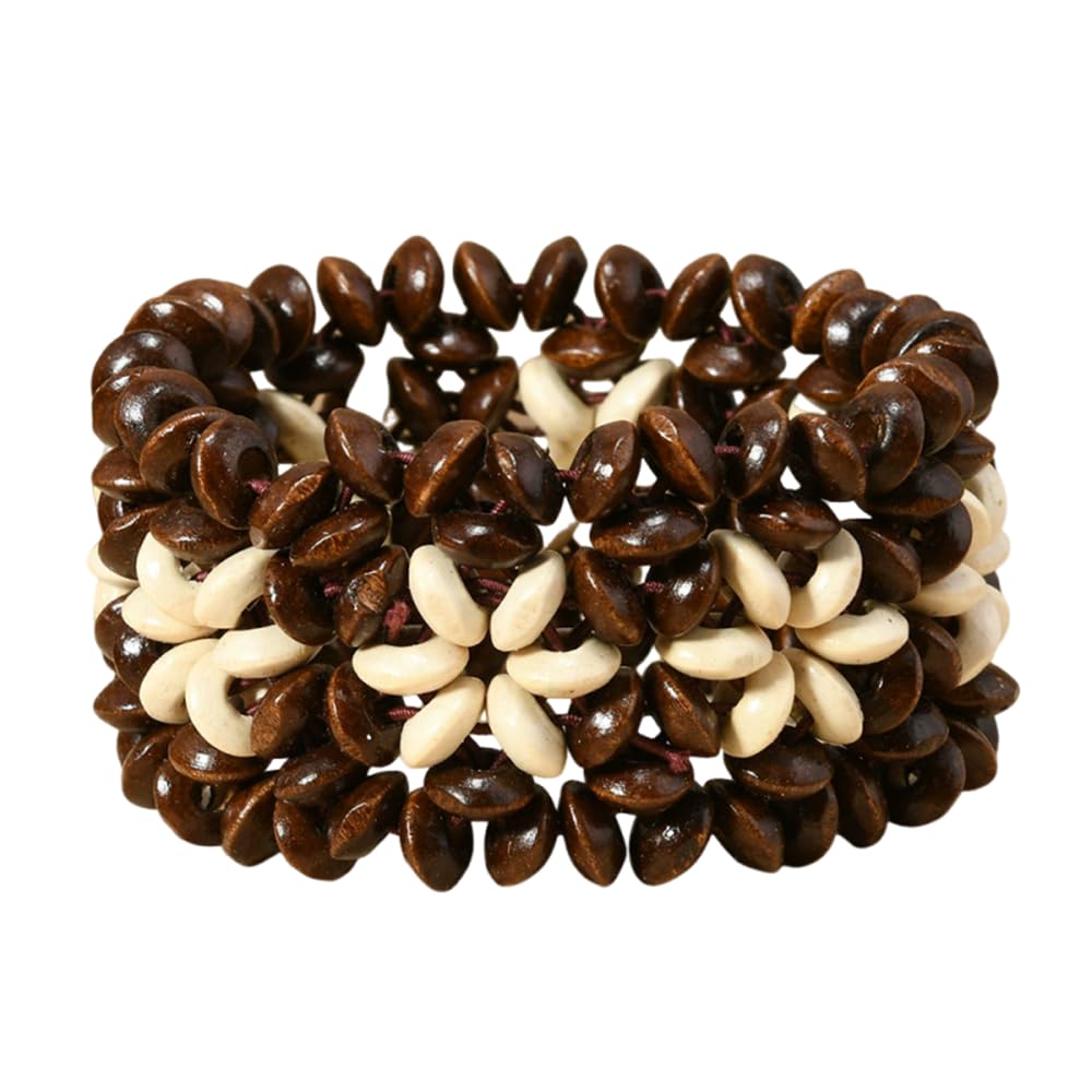 xuzhiyuan Bohemian Wooden Bead Bracelets Boho Colorful Handmade Elastic Stretch Bracelets Design for Women Summer Beach Festival Jewelry