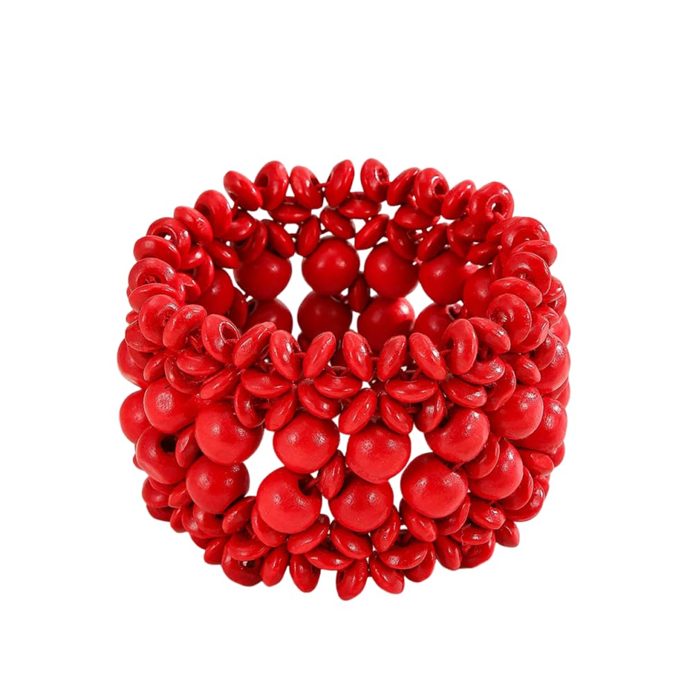 xuzhiyuan Bohemian Wooden Bead Bracelets Boho Colorful Handmade Elastic Stretch Bracelets Design for Women Summer Beach Festival Jewelry