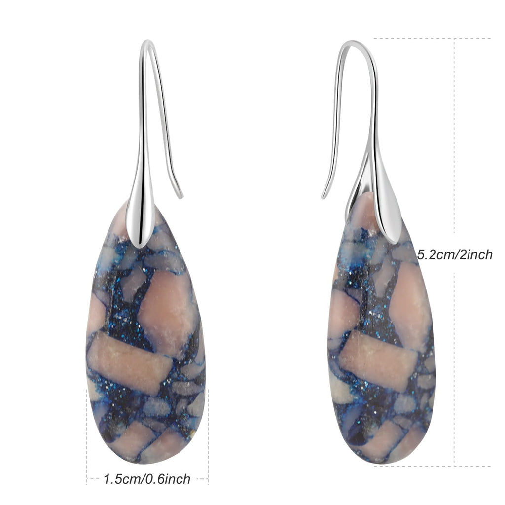 Natural Healing Stone Fishhoop Dangle Drop Earrings Statement Gold silver earrings