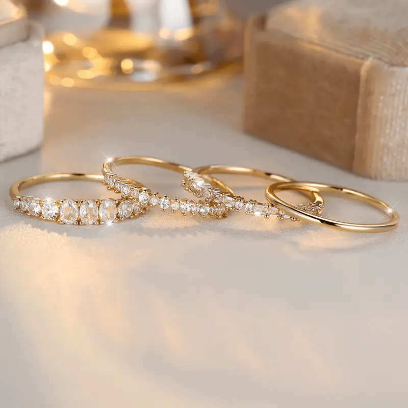 Golden Zirconia Stacking Rings