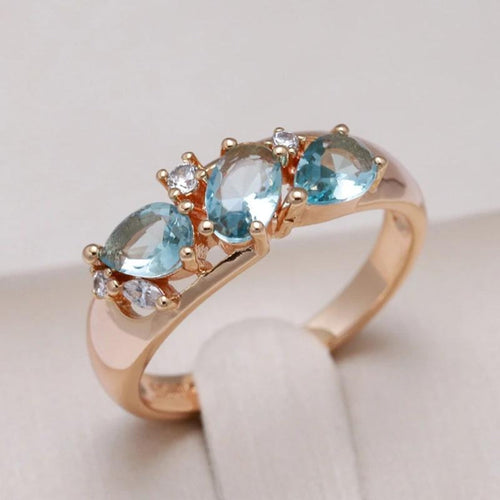 Elegant Blue Vintage Zirconia Ring