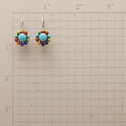 Multi-Colored Turquoise Hoop Earrings