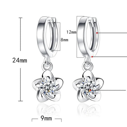 Sterling Silver Purple and White Zircon Earrings