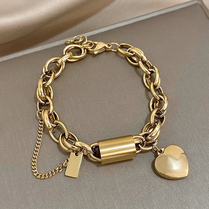 Timeless White Gold Heartened Chunky Bracelet