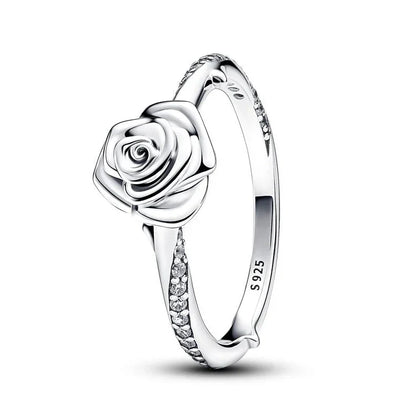 Vintage Sterling Silver Rose Bloom Ring