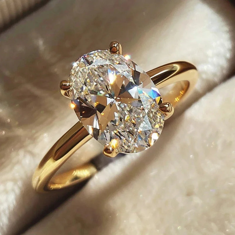Elegant Oval Crystal Promise Ring