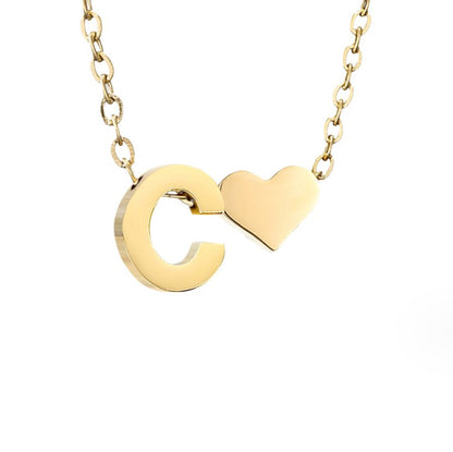 Timeless Initial Necklace with Heart Charm