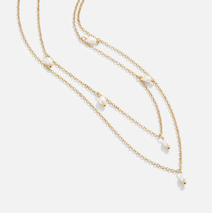 Layered Necklace with Pearl Drops
